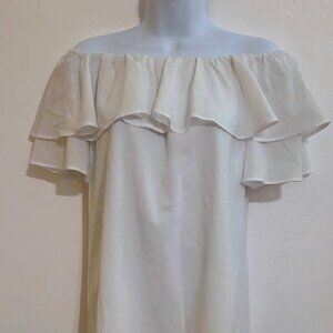 Off-Shoulder White ruffle dress size S-M